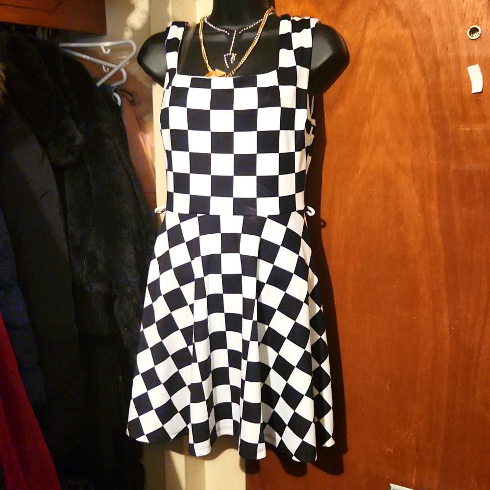 Black and white checkered party dress